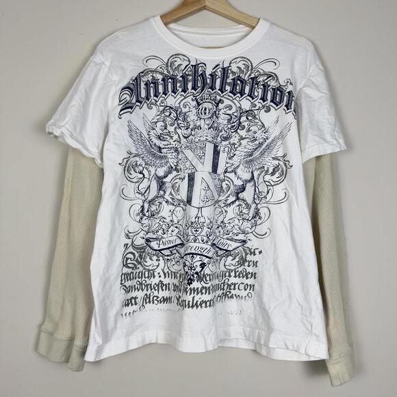 Y2K Annihilation Long Sleeve Layered men Sz L skater gothic - Picture 1 of 10